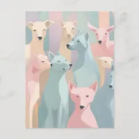 Dog Pattern Pastel Colors Minimalist Illustration Postcard