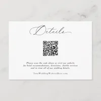 Elegant Delicate Calligraphy QR Wedding Details Enclosure Card