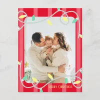 Red Striped Family Photo Christmas Card