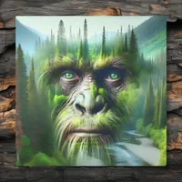 Bigfoot Sasquatch Double Exposure with Forest Metal Print