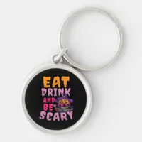 Halloween Pumpkin Eat Drink Be Scary Keychain