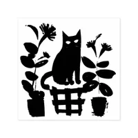 A Black Cat With Houseplants Self-inking Stamp