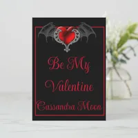 Goth Heart with Bat Wings Personalized Holiday Card