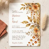 Rustic Autumn Gold Watercolor Botanical Wedding Invitation