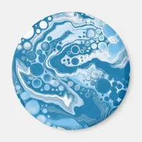  Blue Digital Fluid Art Marble Pour Painting Cells Magnet