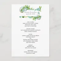 Watercolor Glass Terrarium Succulents Wedding Menu