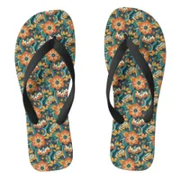 Retro Floral Pattern Flip Flops