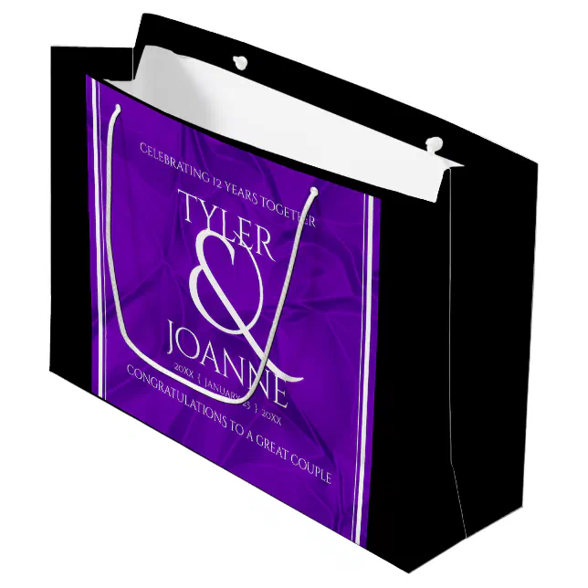 Elegant 12th Silk Wedding Anniversary Celebration Large Gift Bag