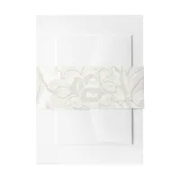 Faux White Lace Wedding Invitation Belly Band