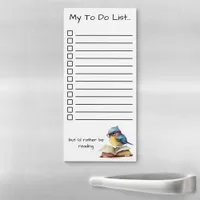 I'd Rather Be Reading To Do List with Cute Bird Magnetic Notepad