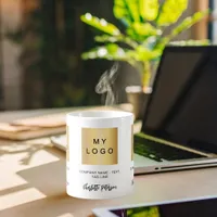 Business logo white name script coffee mug