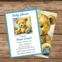 Teddy Bear themed Boy's Baby Shower Invitation