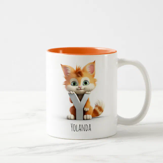 Letter Y Cat Alphabet Monogram Coffee Mug