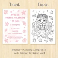 Interactive Mermaid Coloring Fun Creative Birthday Invitation