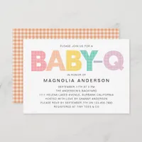 Gingham Baby-Q Summer Baby Shower Invitation