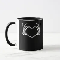 Skeleton Hand Heart Sign Costume Funny Halloween Mug