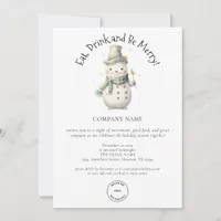 Cute Snowman Company Logo QR Code Christmas Party Invitation