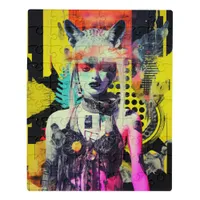 Fantasy Woman and Animals Colorful Collage Jigsaw Puzzle
