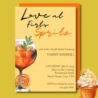 Love At First Spritz Watercolor Bridal Shower Invitation