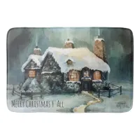 Merry Christmas Y'All Marvelous Winter Night    Bath Mat