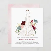 Budget Burgundy Floral Wedding Dress Bridal Shower