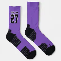 Sports Team Name Number Purple Black Basketball Socks