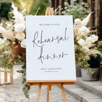 Simple Black White Rehearsal Dinner Welcome Sign