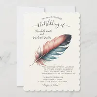 Whispers of Grace Feathered Elegance Minimalism Invitation