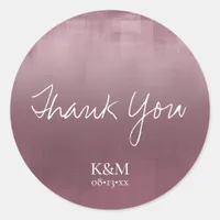 Watercolor Reflections Thank You Mauve ID774 Classic Round Sticker