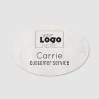 Custom Logo White Woodgrain Employee Name Tag