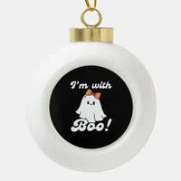 I’m With Boo Funny Retro Ceramic Ball Christmas Ornament