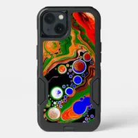 Orange, Blue, Green, Black Digital Fluid Art   iPhone 13 Case