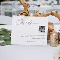 Modern White Wedding Details QR Code  Enclosure Card