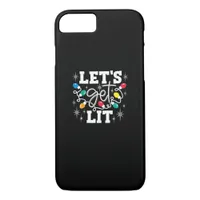 Let's Get Lit Drinking Santa Hat Christmas Lights  iPhone 8/7 Case