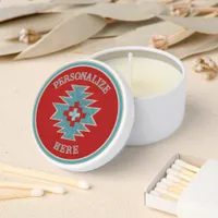 Southwest Mesas Red Turquoise Geometric Customized Mini Candle Favors