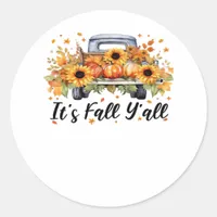It’s Fall Y’all Pumpkin Autumn Tree Hello Fall Wom Classic Round Sticker
