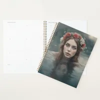 Woman With Flowers on her Head Floating in a Pond Planner