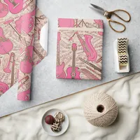 Sheet Music and Instruments Pink/Ivory ID481 Wrapping Paper