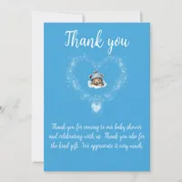 Snow Excited Blue Teddy Bear Baby Shower Thank You Card