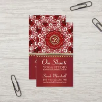 Healing Om Shanti Red White Mandala Yoga Business Business Card