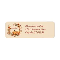 Thankful Pumpkin and Autumn Flowers Wreath Label