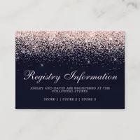 Rose Gold Confetti Navy Blue Wedding Registry Enclosure Card