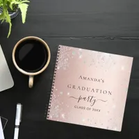 Guest book graduation rose gold silver glitter