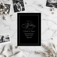 Minimalist Black & White Timeless Wedding QR Code Invitation