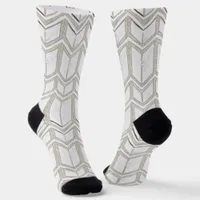 White Sketch Chevron Patern Socks