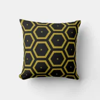 Faux Gold & Black Honeycomb Geometric Pattern Throw Pillow