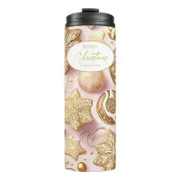 Pink Gold Christmas Pattern#12 ID1009 Thermal Tumbler