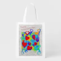 Modern colorful hearts painting-Valentine’s day Grocery Bag