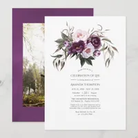 Deep Velvet Floral Celebration of Life Photo Invitation