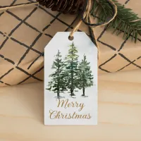 Watercolor Rustic Woodland Pine Trees Christmas Gift Tags